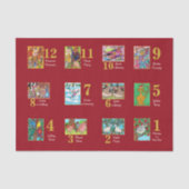 12日のクリスマスのかわいい動物及びタイポグラフィ 薄葉紙 (正面)