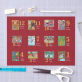 12日のクリスマスのかわいい動物及びタイポグラフィ 薄葉紙 (クラフト)