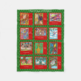 12日のクリスマスのかわいい動物 フリースブランケット