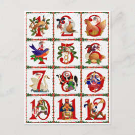 12日のクリスマスのキルトのプリントのギフト シーズンポストカード