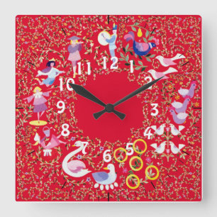 12日のクリスマスの時計 スクエア壁時計