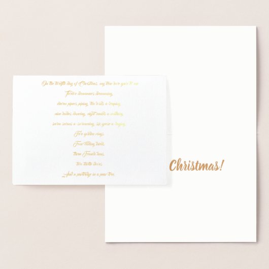 12日のクリスマスの歌詞フォイルクリスマスカード 箔カード (ディスプレー)