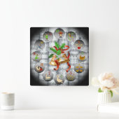 12日のクリスマスの~Sheet Music~Christmas Bells~ スクエア壁時計 (ホーム)