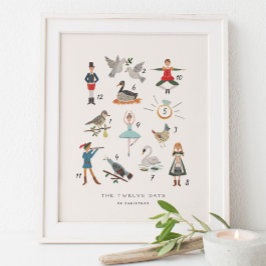 12日のクリスマスアートプリント ポスター