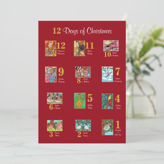 12日のクリスマスカウトアニマルタイポグラフィカスタム シーズンカード (スタンド正面)