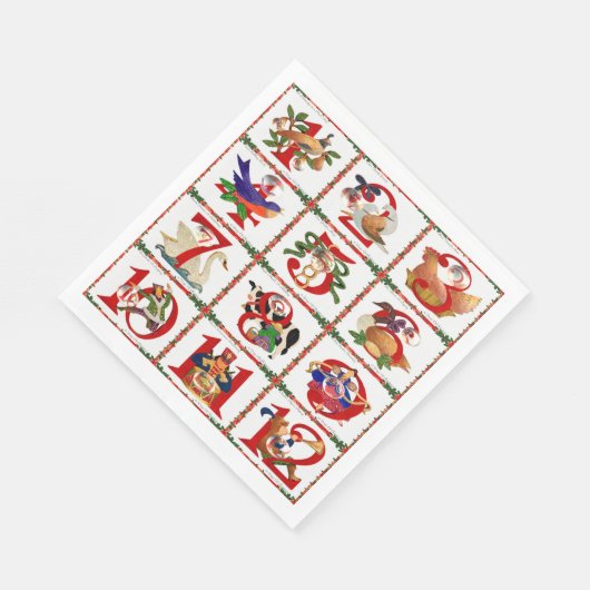12日のクリスマスキルトプリント紙ナプキンス スタンダードランチョンナプキン (角)