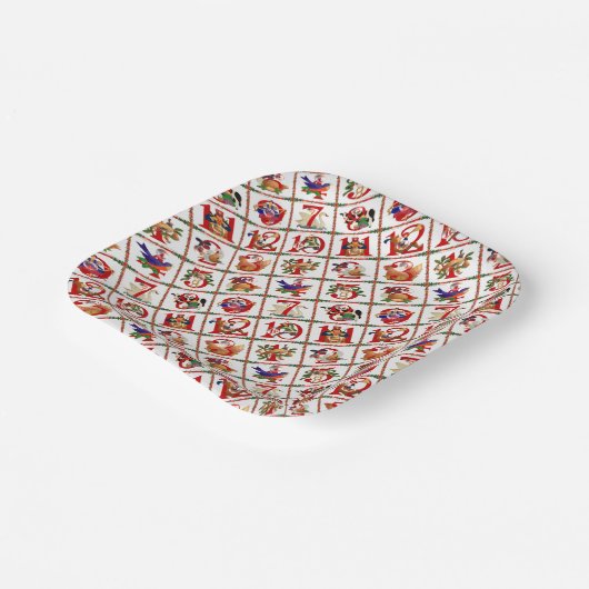 12日のクリスマスキルトプリント紙ナプキンス ペーパープレート (傾斜あり)