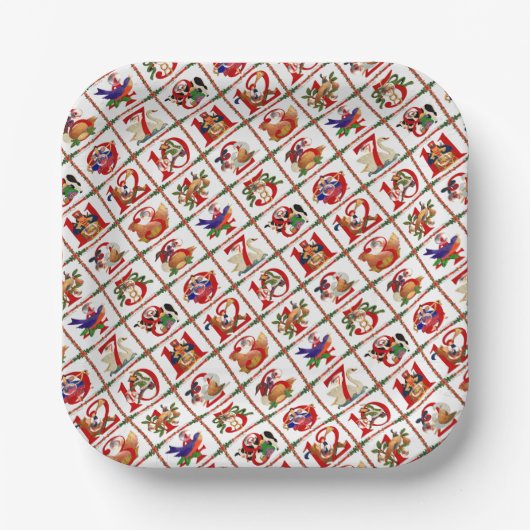 12日のクリスマスキルトプリント紙ナプキンス ペーパープレート (正面)