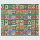 12日のクリスマスグリーンラッピング紙 ラッピングペーパー (フラット)