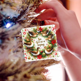 12日のクリスマスシックスGeese A Laying セラミックオーナメント