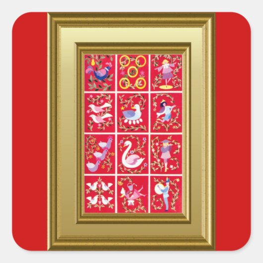 12日のクリスマスステッカー スクエアシール (正面)