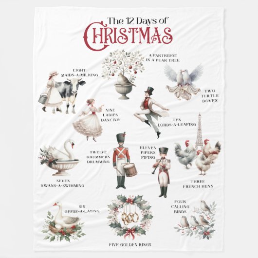 12日のクリスマステーマ冬の毛布 フリースブランケット (正面)