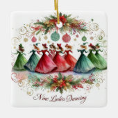 12日のクリスマスナインレディース踊り セラミックオーナメント (正面)