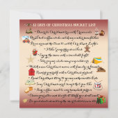 12日のクリスマスバケットリストかわいいホリデーカード 招待状 (正面)