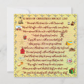 12日のクリスマスバケットリストかわいいホリデーカード 招待状 (正面)