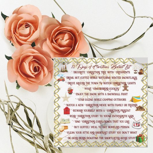 12日のクリスマスバケットリストかわいいホリデーカード 招待状