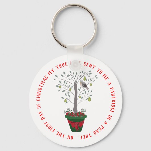 12日のクリスマスパラトリッジの梨の木 キーホルダー (正面)
