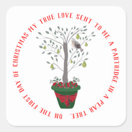 12日のクリスマスパラトリッジの梨の木 スクエアシール