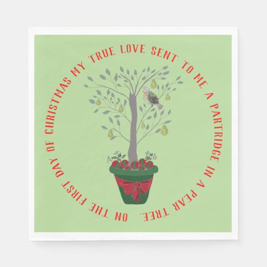 12日のクリスマスパラトリッジの梨の木 スタンダードランチョンナプキン (正面)