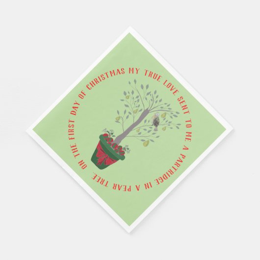 12日のクリスマスパラトリッジの梨の木 スタンダードランチョンナプキン (角)