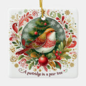 12日のクリスマスパラトリッジの梨の木 セラミックオーナメント (正面)