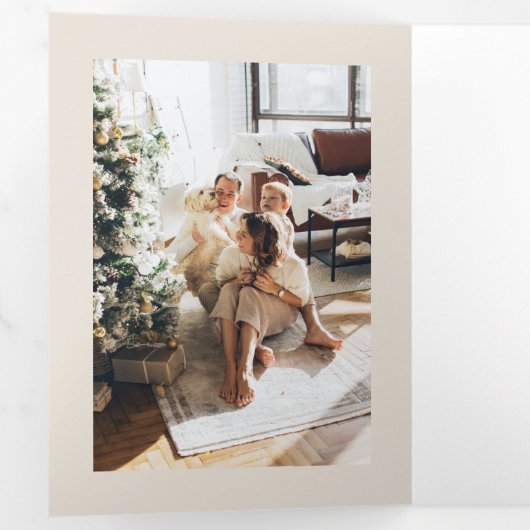 12日のクリスマスパーソナライズされた 三つ折りクリスマスカード (内部最初)