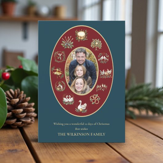 12日のクリスマスフォトクラシックカード 招待状