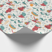 12日のクリスマスフォークアート動物ブルー ラッピングペーパー (角)