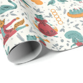 12日のクリスマスフォークアート動物ブルー ラッピングペーパー (ロールコーナー)