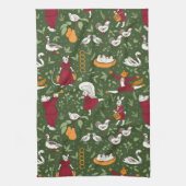 12日のクリスマスフォーク芸術動物 キッチンタオル (縦)