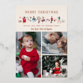 12日のクリスマスベージュ色写真ホリデーカード 箔シーズンカード (正面)