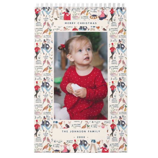 12日のクリスマスベージュ色写真 カレンダー (カバー)