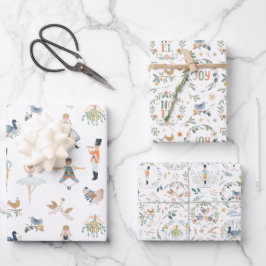 12日のクリスマスホリデーパターン ラッピングペーパーシート