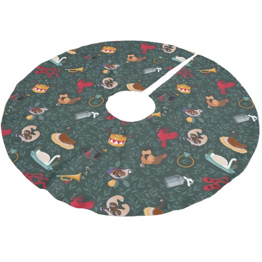 12日のクリスマスホリデーラッピング紙 ブラッシュドポリエステルツリースカート (アングル)