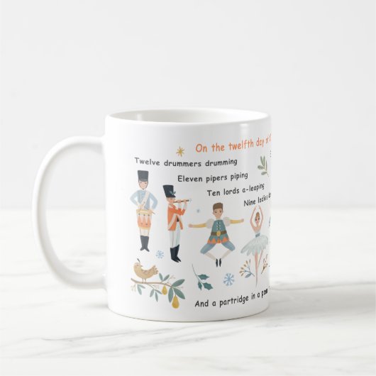 12日のクリスマスホリデー伝統的クラシック コーヒーマグカップ (左)