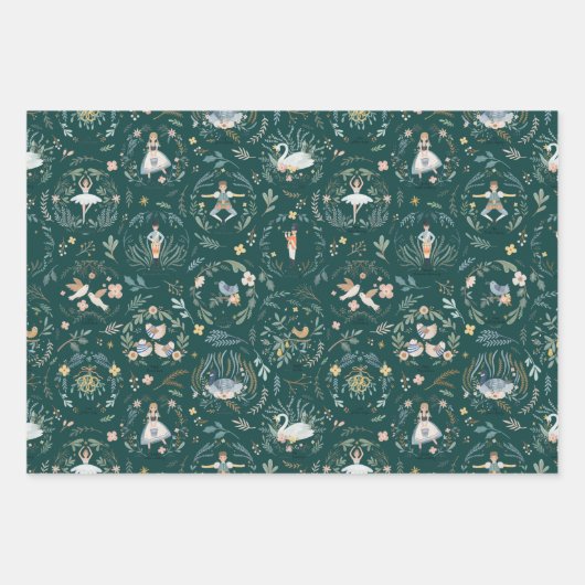 12日のクリスマスホリデー伝統的クラシック ラッピングペーパーシート (正面3)