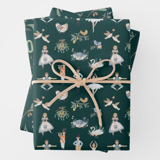 12日のクリスマスホリデー伝統的クラシック ラッピングペーパーシート (インサイチュ)