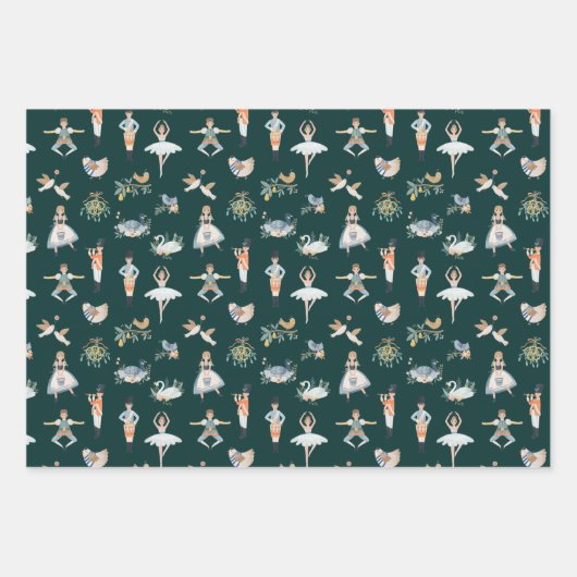 12日のクリスマスホリデー伝統的クラシック ラッピングペーパーシート (正面)