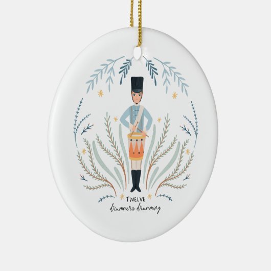 12日のクリスマスホリデー伝統的ドラマー セラミックオーナメント (右)