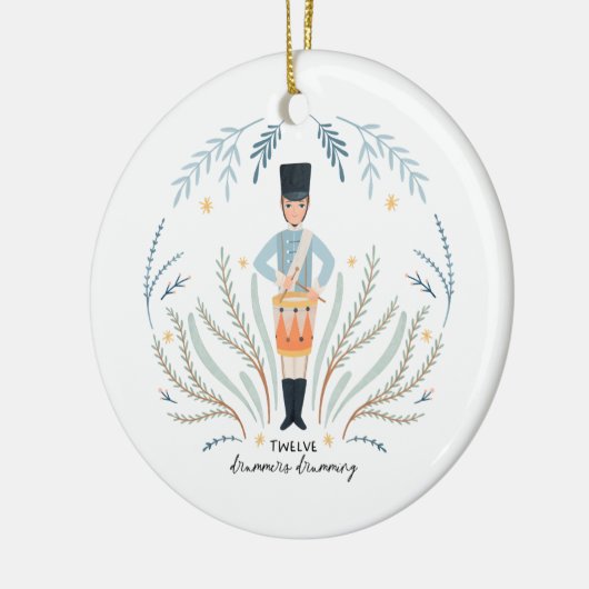 12日のクリスマスホリデー伝統的ドラマー セラミックオーナメント (左)