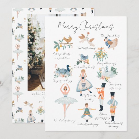 12日のクリスマスホリデー写真パーソナライズされた シーズンカード (正面/裏面)