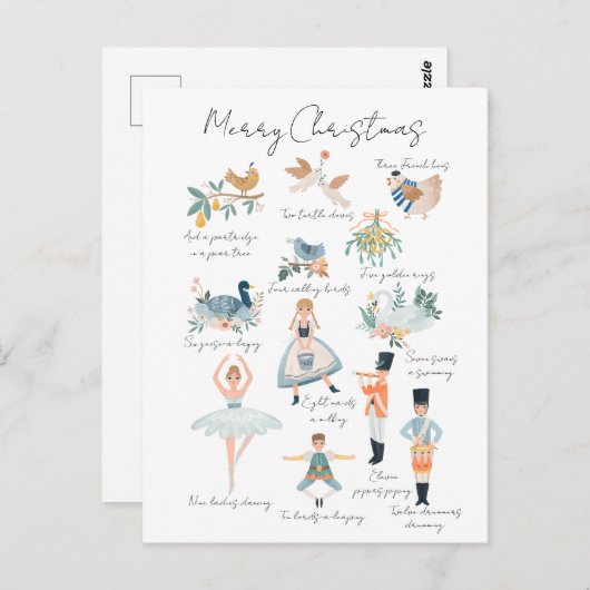 12日のクリスマスホリデー写真パーソナライズされた ポストカード (正面/裏面)