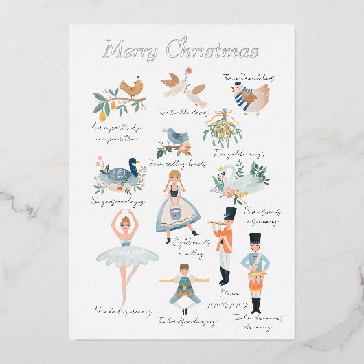 12日のクリスマスホリデー写真パーソナライズされた 箔シーズンカード (正面)