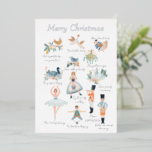 12日のクリスマスホリデー写真パーソナライズされた 箔シーズンカード (立ち正面)