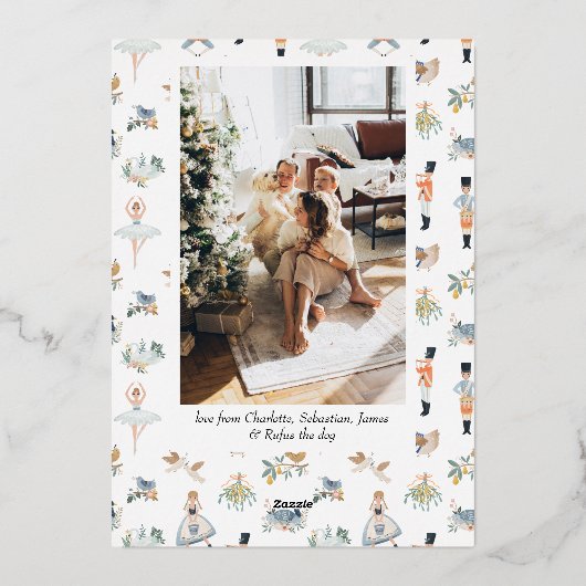 12日のクリスマスホリデー写真パーソナライズされた 箔シーズンカード (裏面)