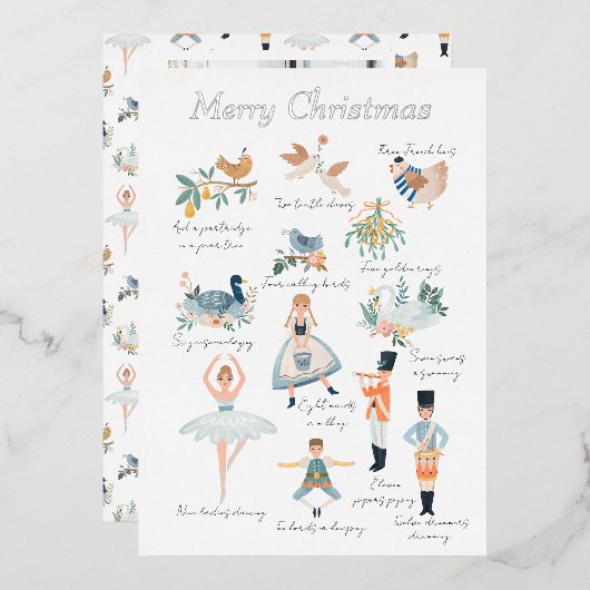 12日のクリスマスホリデー写真パーソナライズされた 箔シーズンカード (正面/裏面)