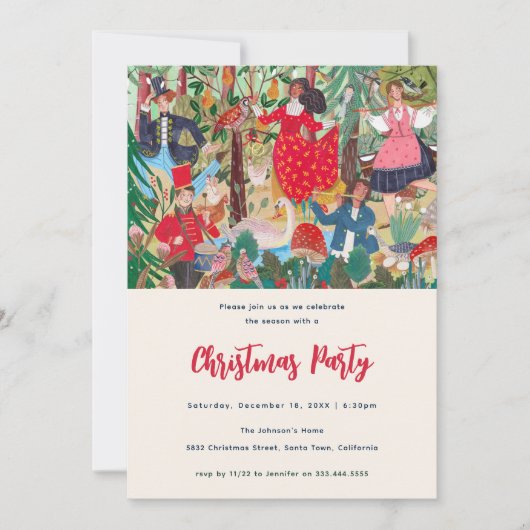 12日のクリスマス伝統的パーティー 招待状 (正面)