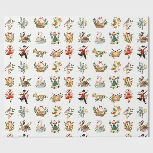 12日のクリスマス伝統的休暇 ラッピングペーパー (フラット)