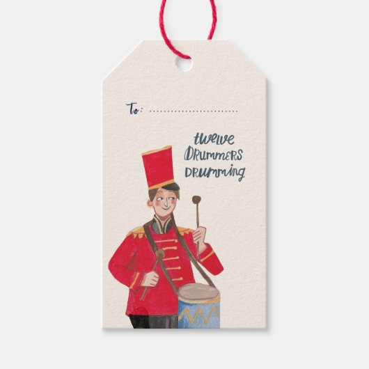 12日のクリスマス12ドラマーのドラム ギフトタグ (正面)
