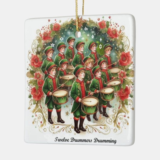 12日のクリスマス12ドラマーのドラム セラミックオーナメント (左)